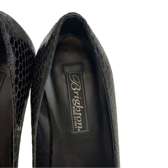 Brighton Python leather black heels like new size 7 made in Italy - Picture 2 of 10